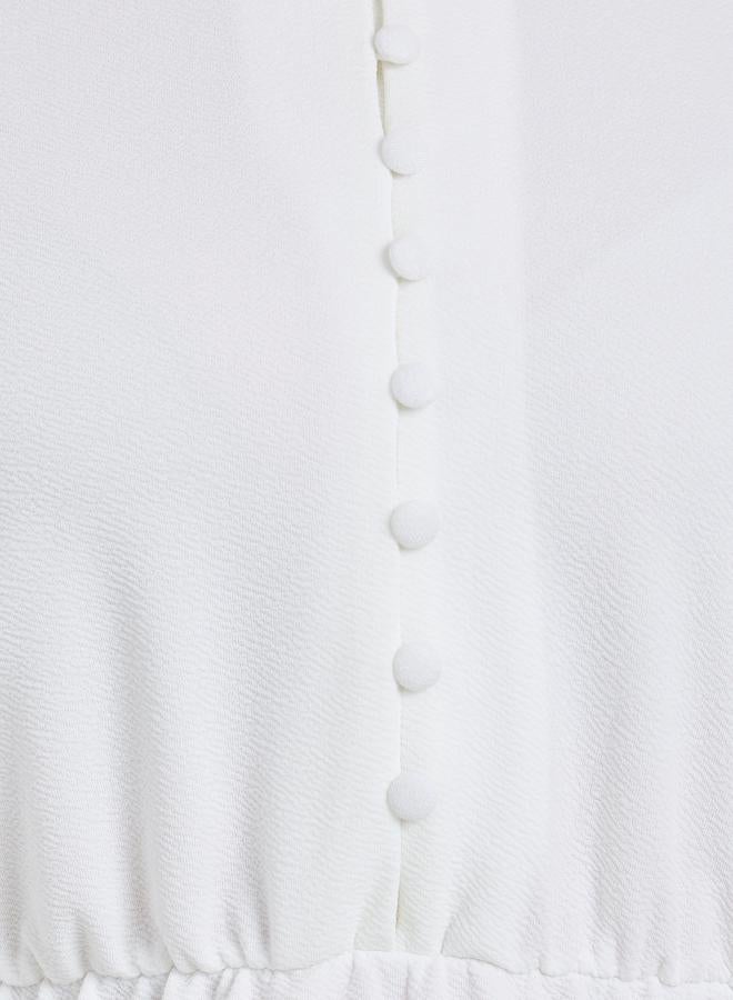 Styli Women White Buttoned A-Line Midi Dress - Image 4